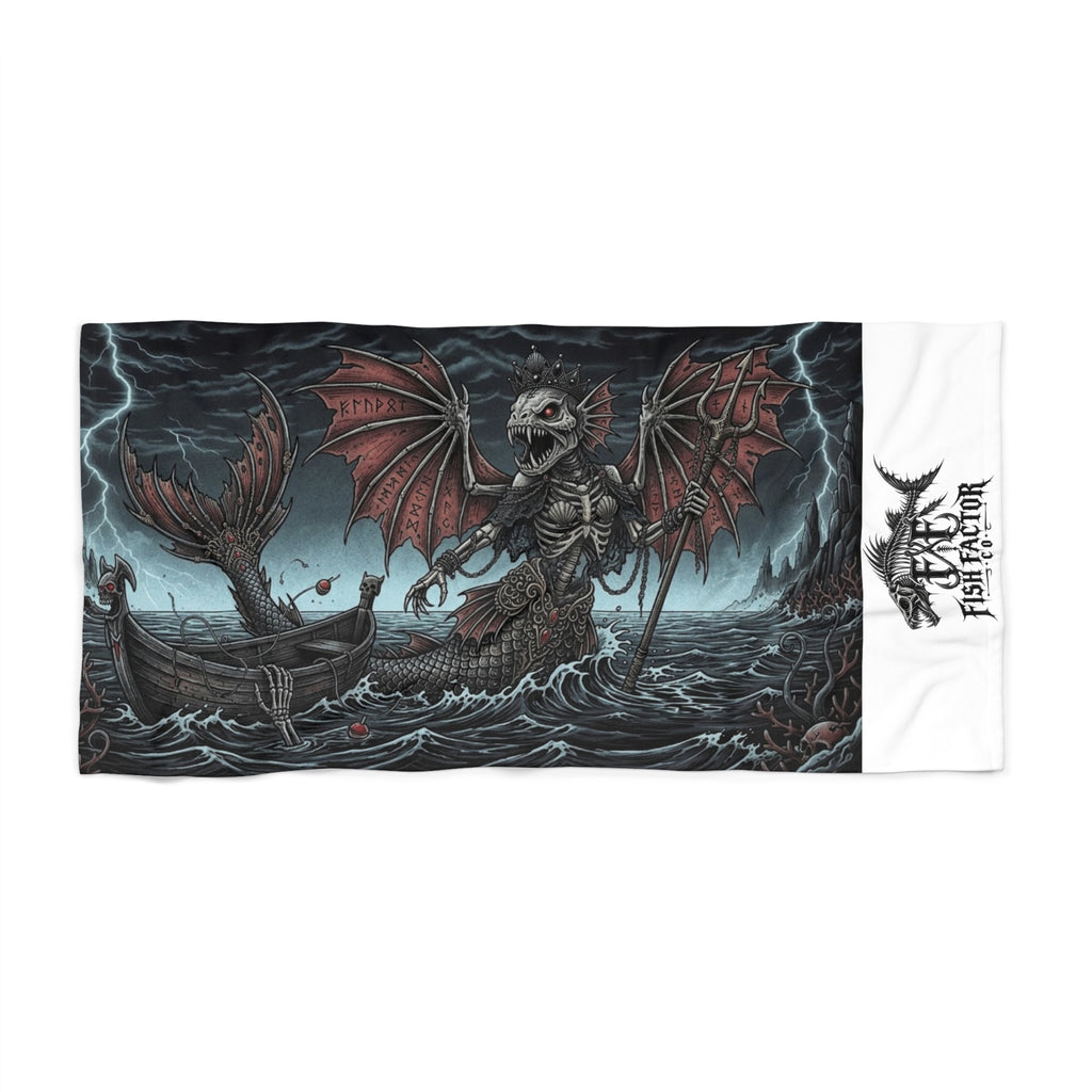 Beach Towel - Gothic Sea Monster Skeleton Design - Fish Factor Co