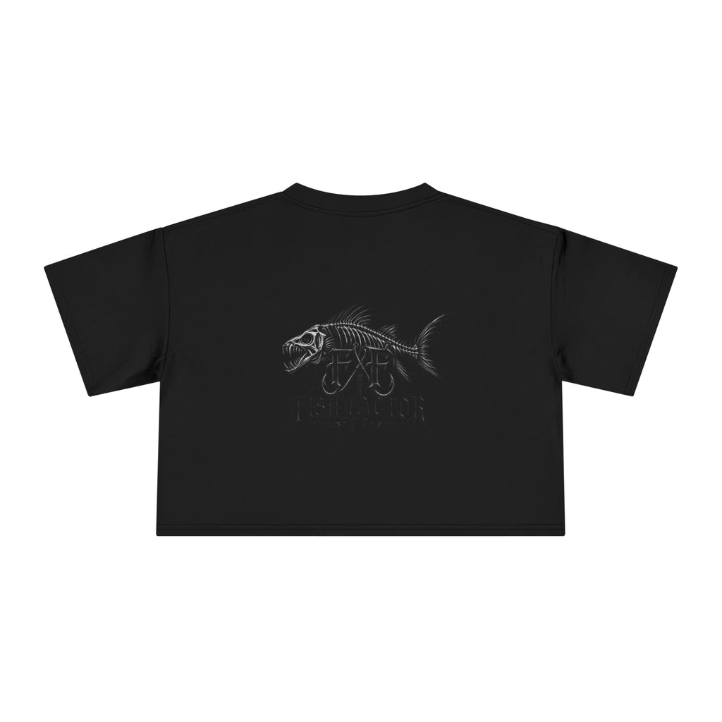 Women's Crop Tee — Dark Nautical Fish Skeleton Graphic Tee - Fish Factor Co