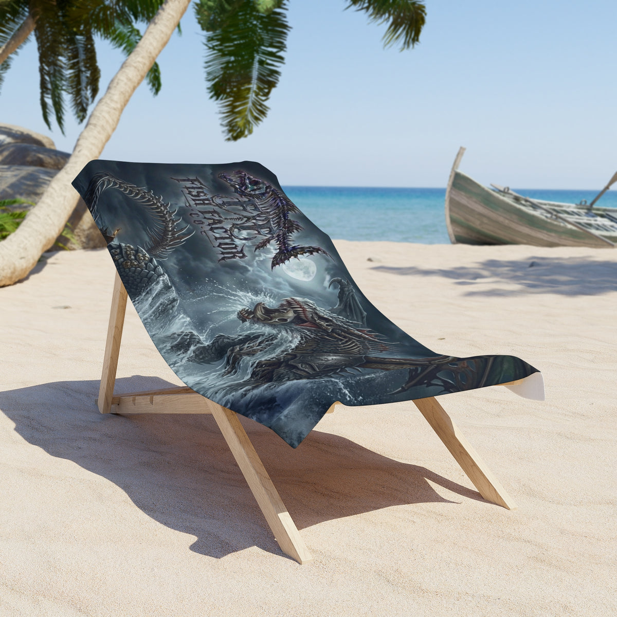 Beach Towel — Nautical Dragon Wave Design (Fish Factor Co)