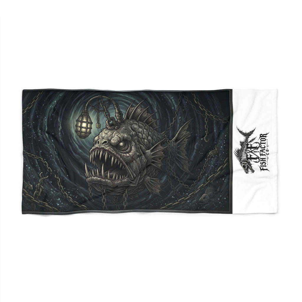 Anglerfish Dark Ocean Beach Towel — Gothic Deep Sea Graphic Beach Towel - Fish Factor Co