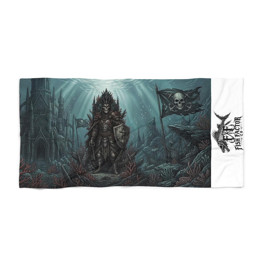 Beach Towel — Dark Pirate King Underwater Scene (Fish Factor Co)