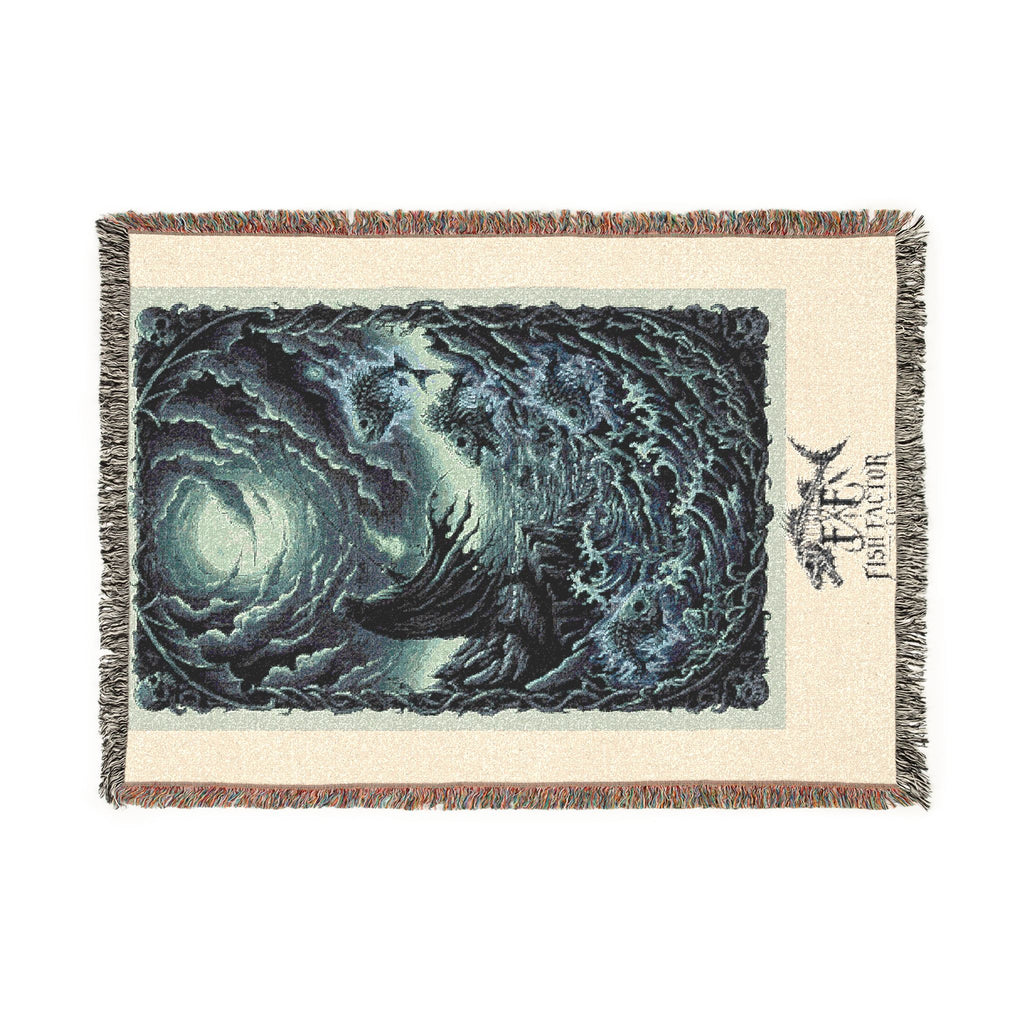 Fish Moon Woven Blanket | Fantasy Night Scene, Tapestry Throw - Fish Factor Co