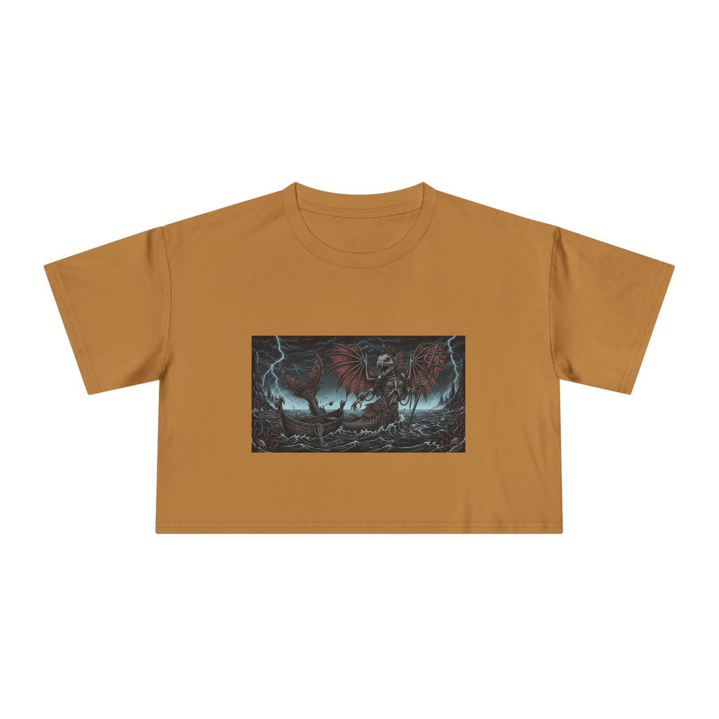 Women's Crop Tee — Dark Nautical Fish Skeleton Graphic Tee - Fish Factor Co
