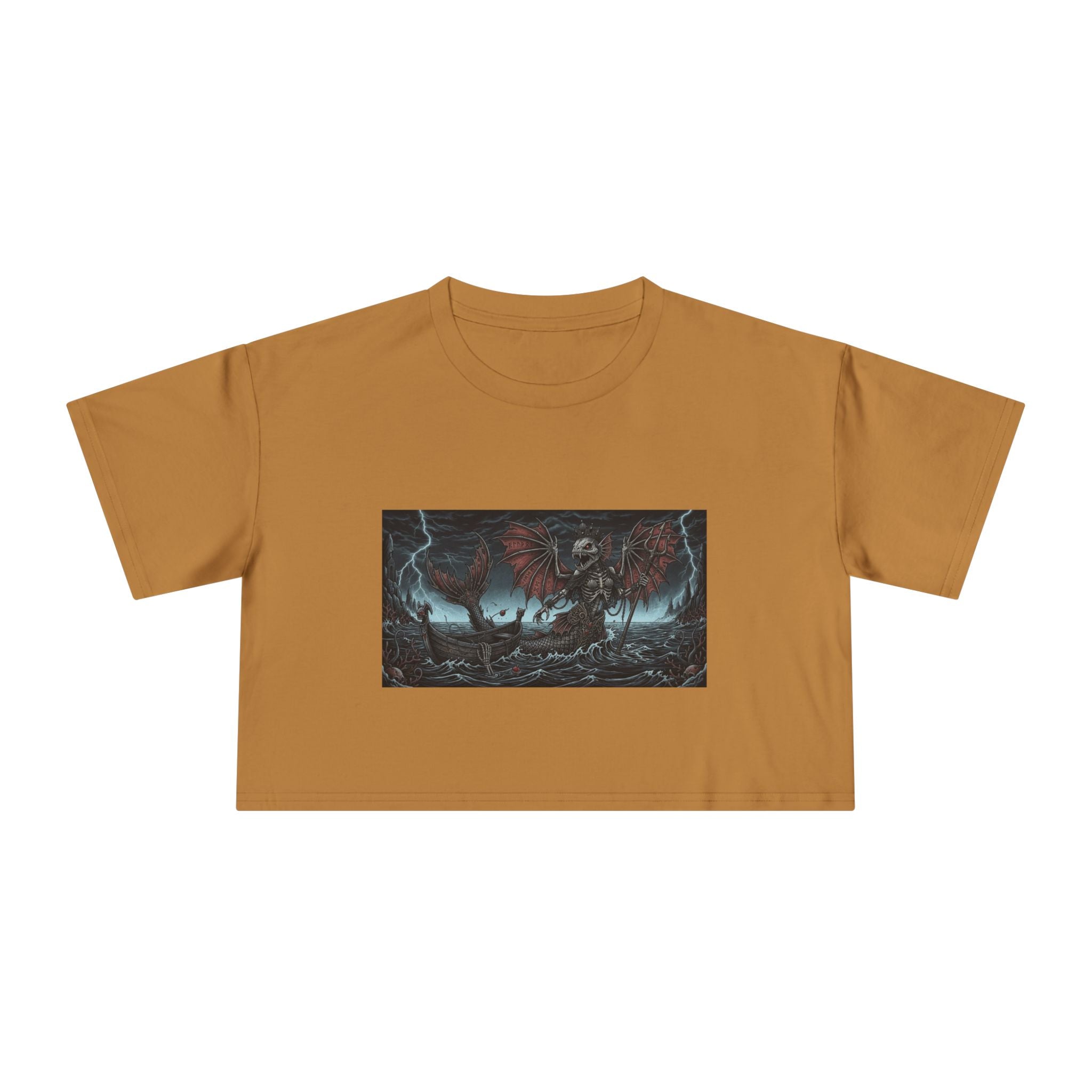 Women's Crop Tee — Dark Nautical Fish Skeleton Graphic Tee - Fish Factor Co