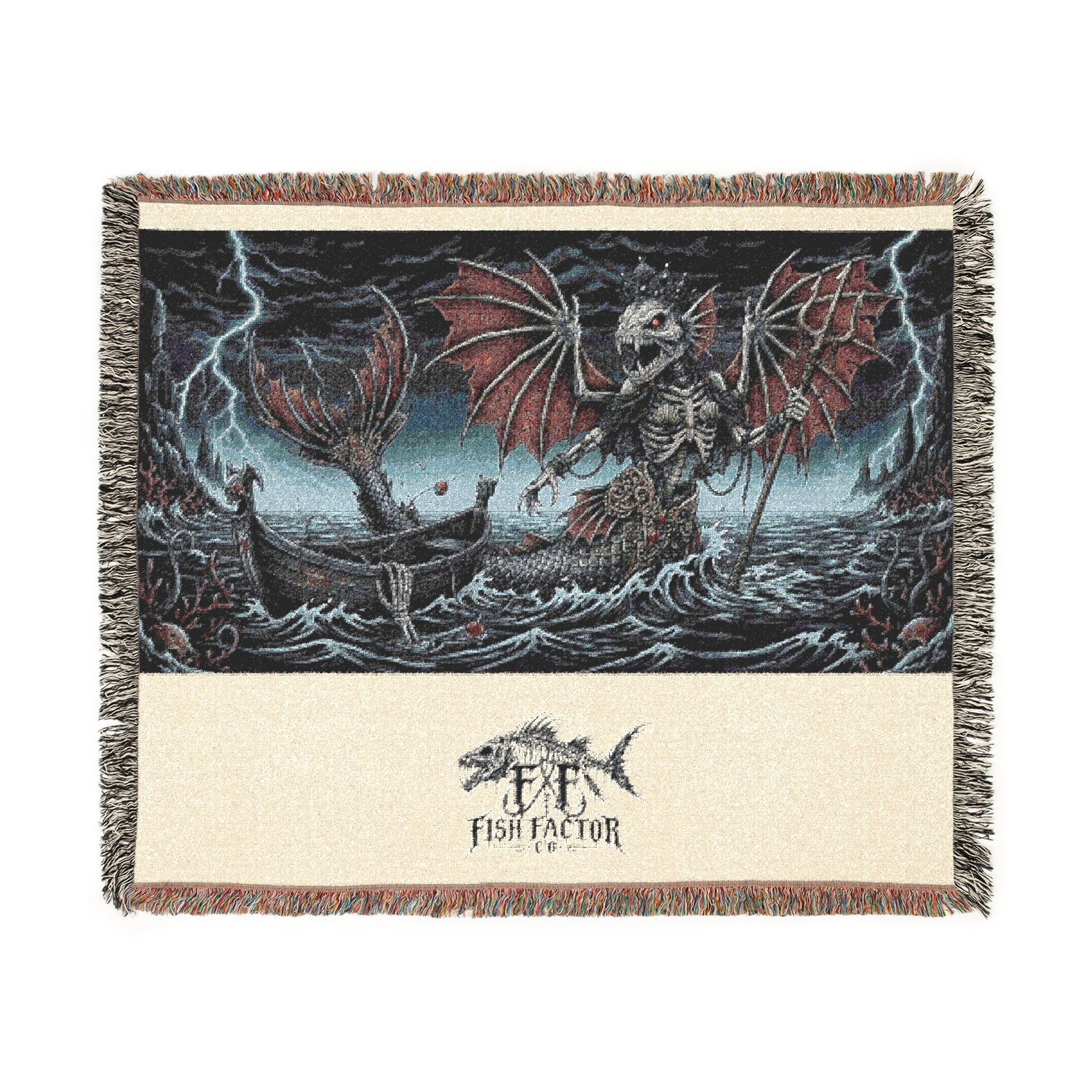 Dragon Skull Artwork Woven Blanket | Gothic Fantasy Throw