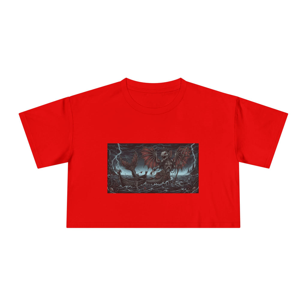 Women's Crop Tee — Dark Nautical Fish Skeleton Graphic Tee - Fish Factor Co