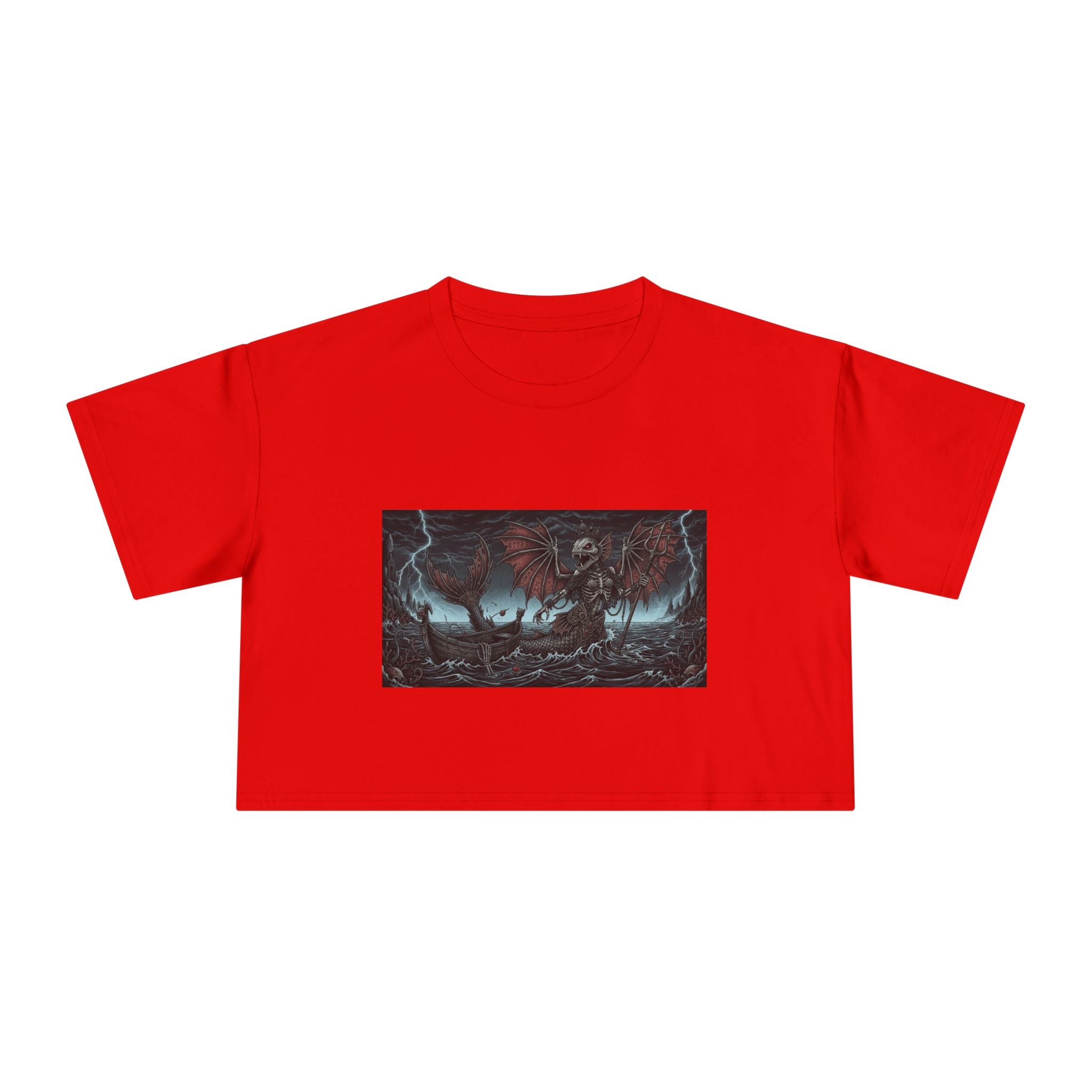 Women's Crop Tee — Dark Nautical Fish Skeleton Graphic Tee - Fish Factor Co