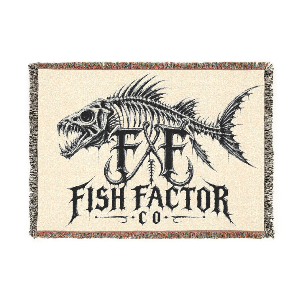Fish Factor Co skeletal fish Woven Blanket | nautical, fishing decor