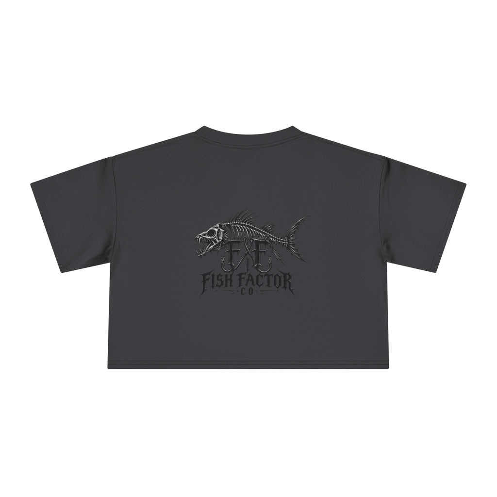 Women's Crop Tee — Dark Nautical Fish Skeleton Graphic Tee - Fish Factor Co