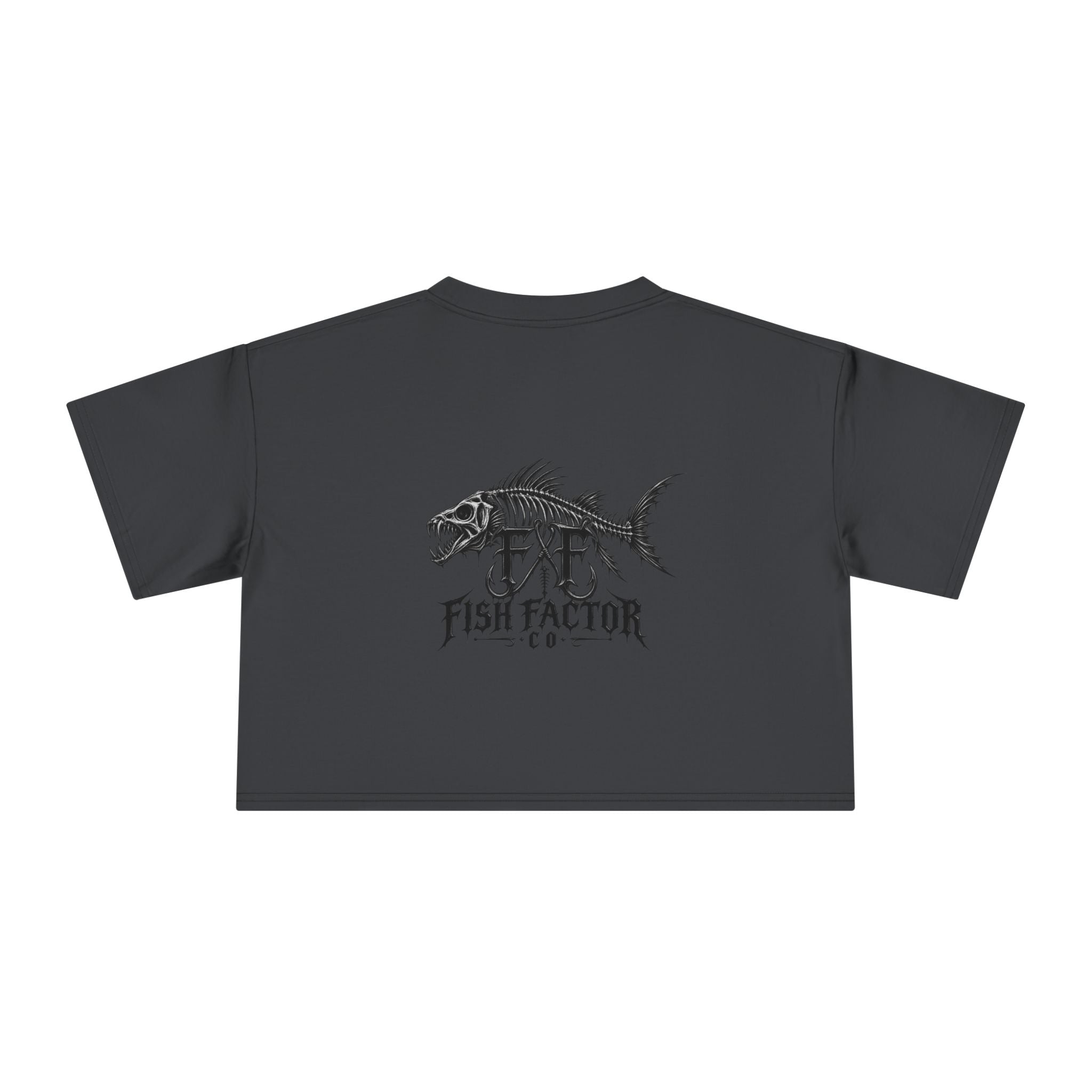 Women's Crop Tee — Dark Nautical Fish Skeleton Graphic Tee - Fish Factor Co