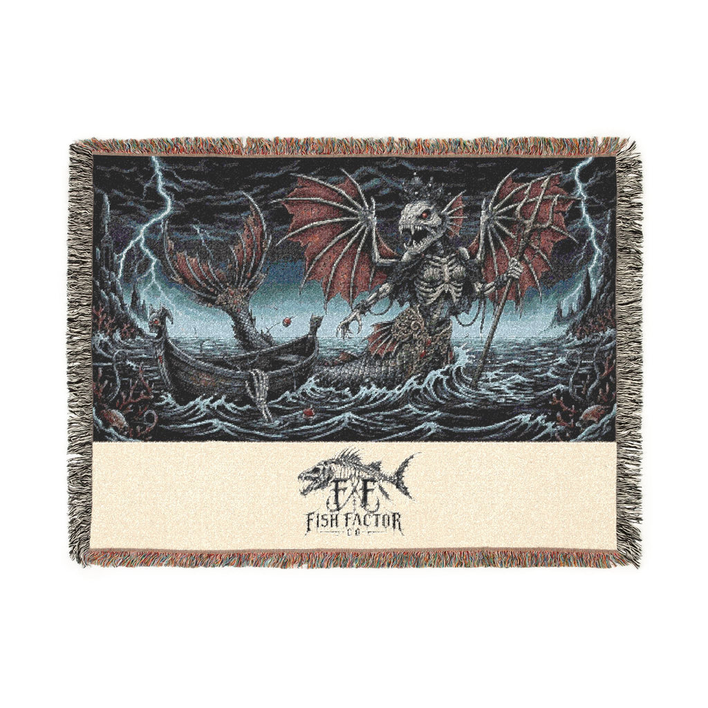 Dragon Skull Artwork Woven Blanket | Gothic Fantasy Throw