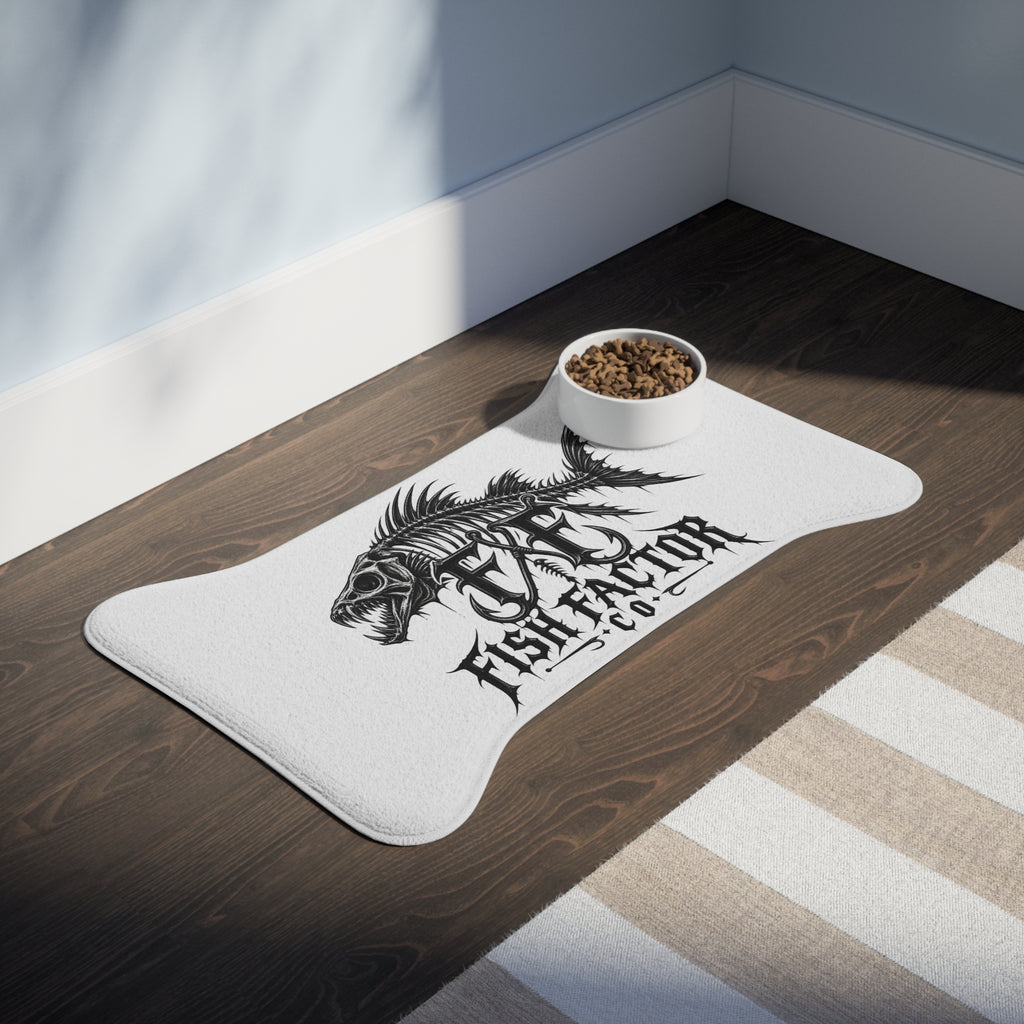 Fish Factor Co. Skeleton Fish Pet Feeding Mat — Non-Slip Waterproof Bowl Placemat for Dogs & Cats