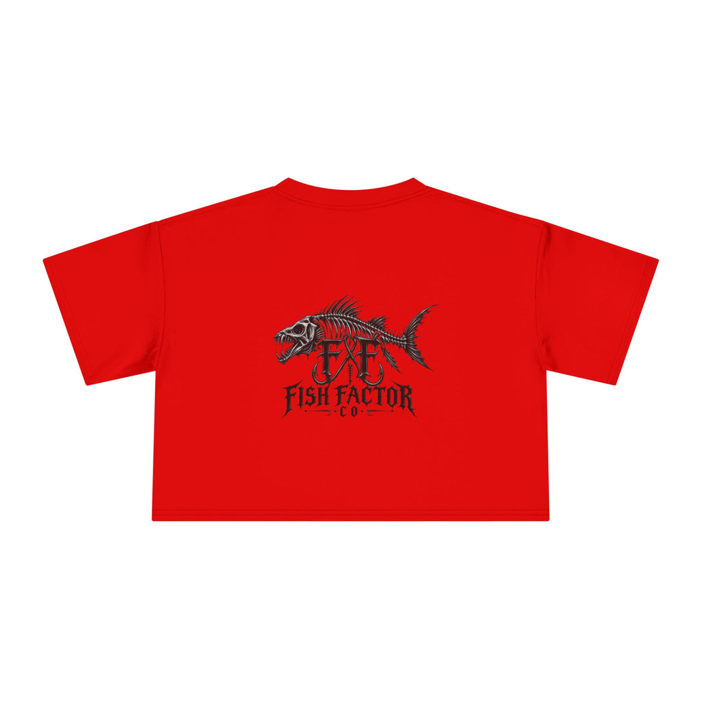 Women's Crop Tee — Dark Nautical Fish Skeleton Graphic Tee - Fish Factor Co