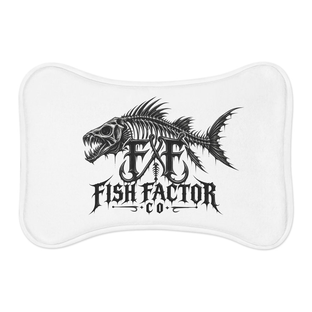 Fish Factor Co. Skeleton Fish Pet Feeding Mat — Non-Slip Waterproof Bowl Placemat for Dogs & Cats