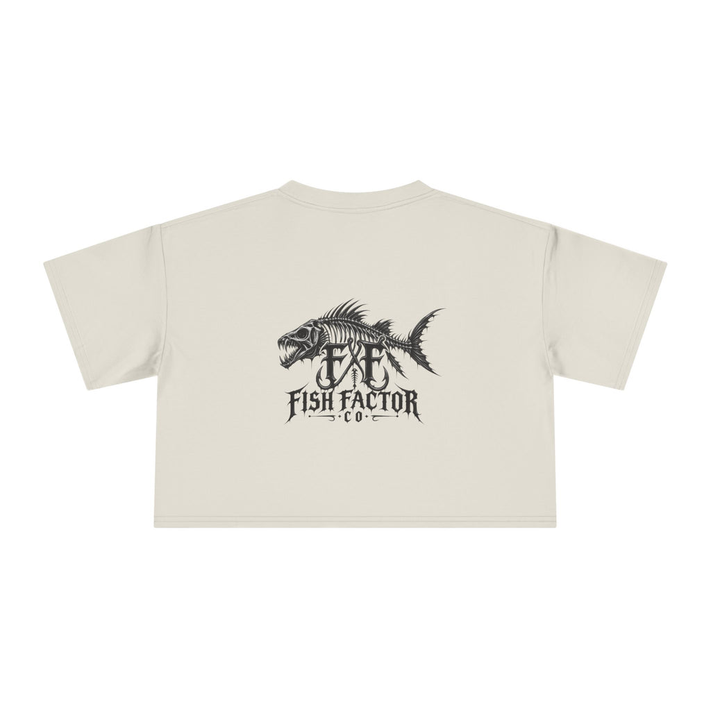 Women's Crop Tee — Dark Nautical Fish Skeleton Graphic Tee - Fish Factor Co