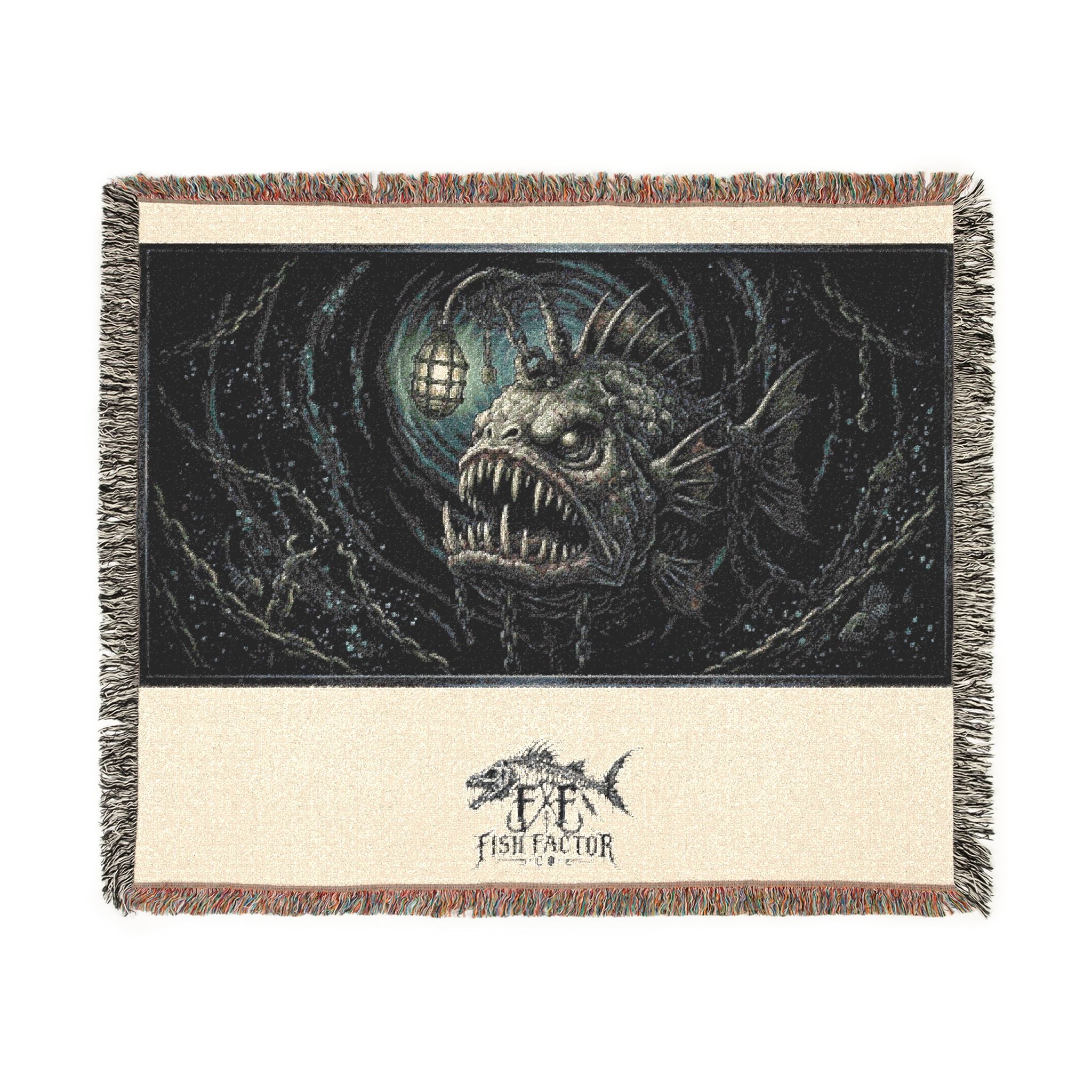 Deep Sea Anglerfish Woven Blanket | Creepy Ocean Creature Throw - Fish Factor Co