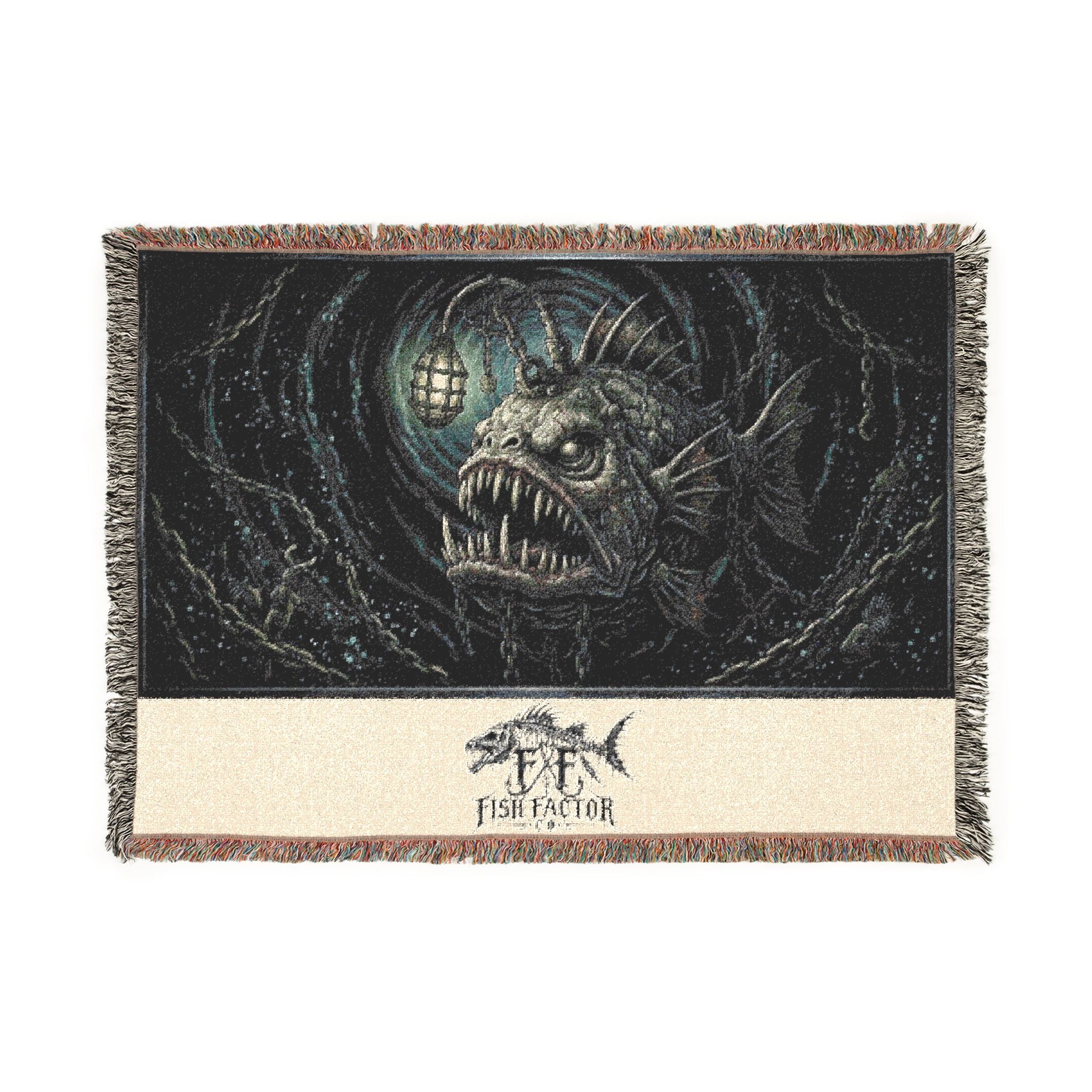 Deep Sea Anglerfish Woven Blanket | Creepy Ocean Creature Throw - Fish Factor Co