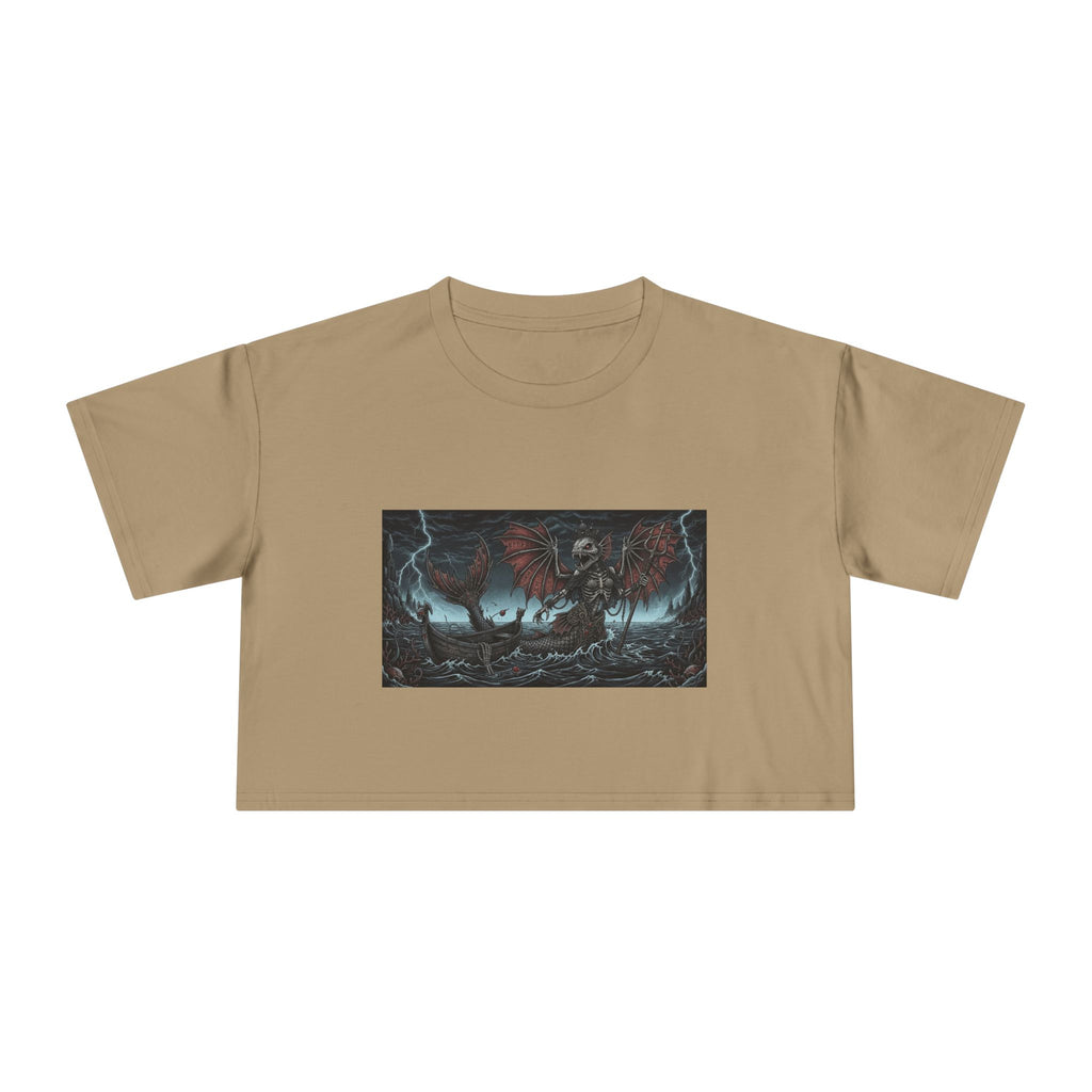 Women's Crop Tee — Dark Nautical Fish Skeleton Graphic Tee - Fish Factor Co