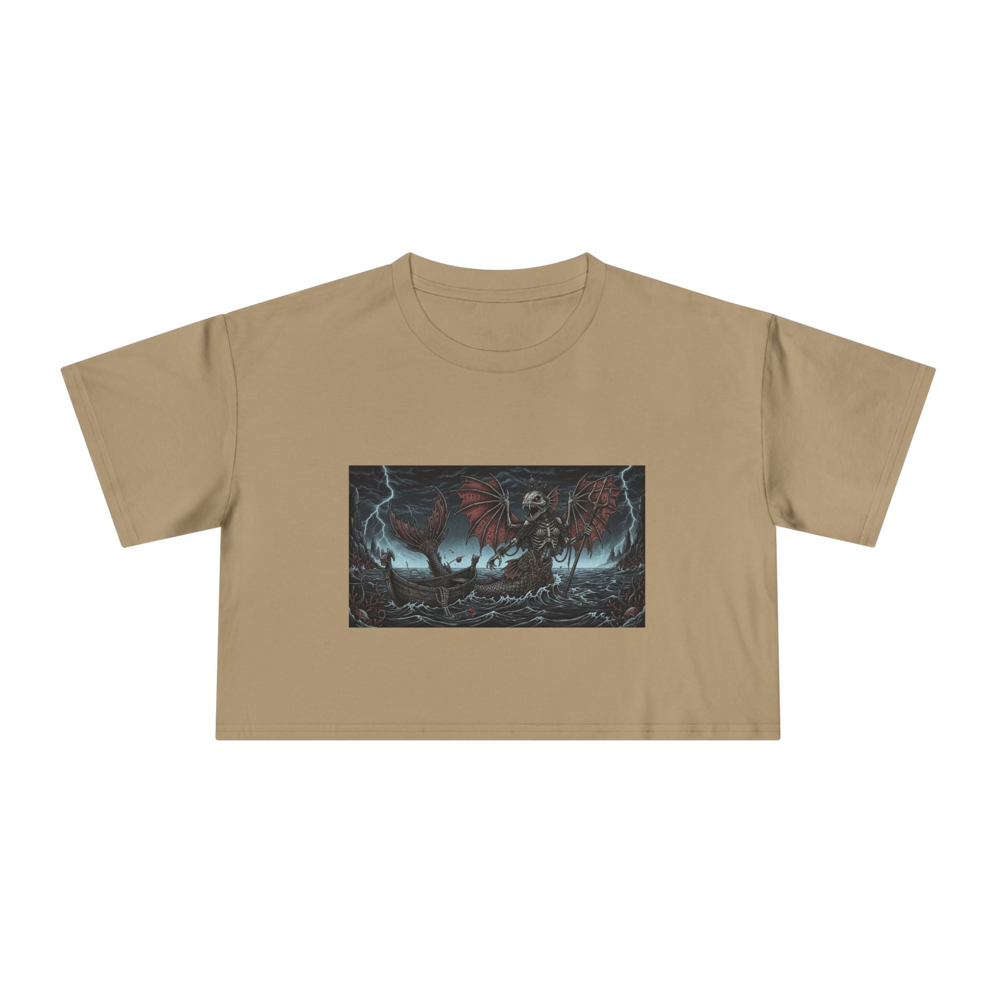 Women's Crop Tee — Dark Nautical Fish Skeleton Graphic Tee - Fish Factor Co