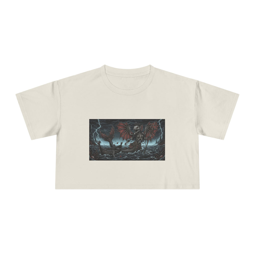 Women's Crop Tee — Dark Nautical Fish Skeleton Graphic Tee - Fish Factor Co