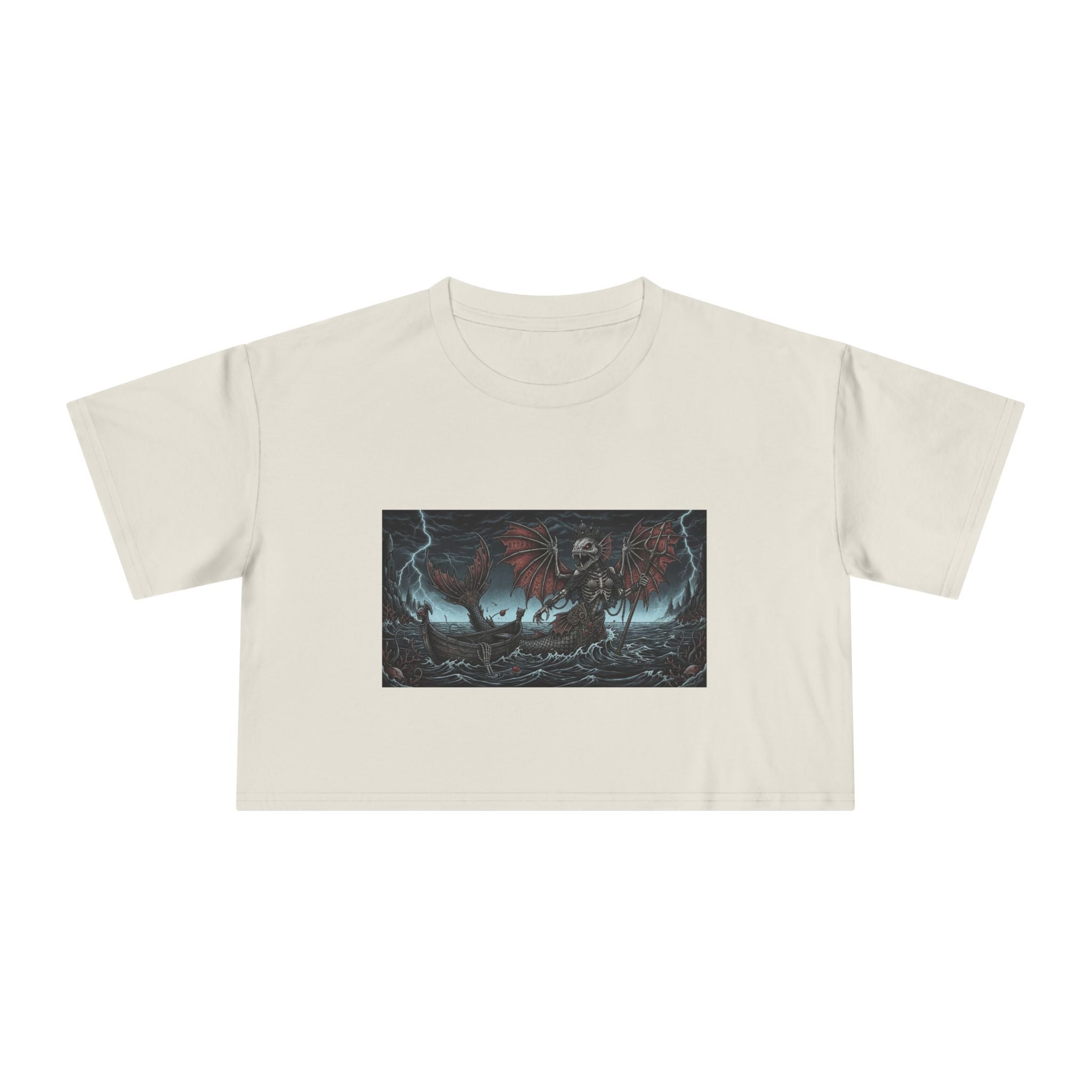 Women's Crop Tee — Dark Nautical Fish Skeleton Graphic Tee - Fish Factor Co