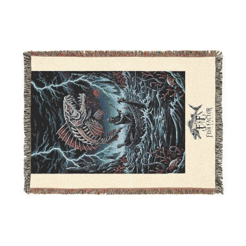 Skeleton Fish Woven Blanket | Norse Ship Tapestry Throw - Fish Factor Co