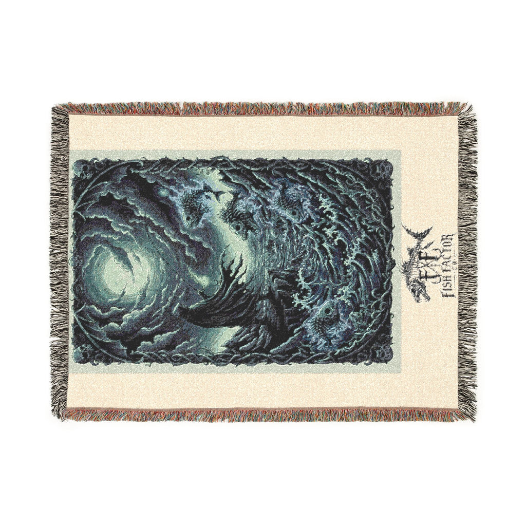 Fish Moon Woven Blanket | Fantasy Night Scene, Tapestry Throw - Fish Factor Co