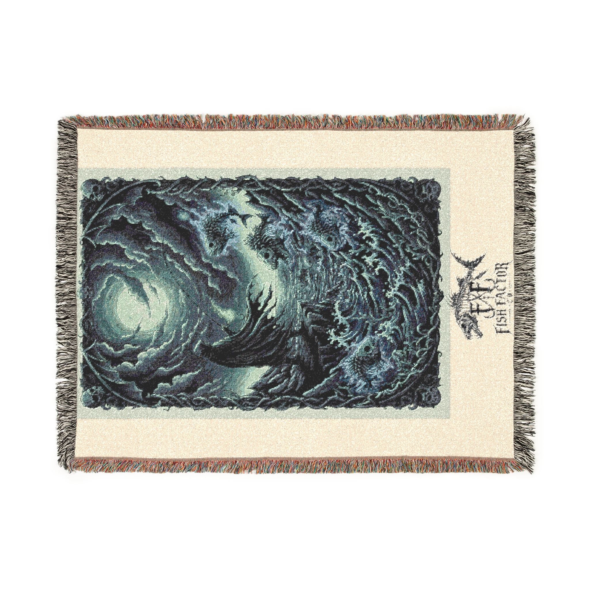 Fish Moon Woven Blanket | Fantasy Night Scene, Tapestry Throw - Fish Factor Co