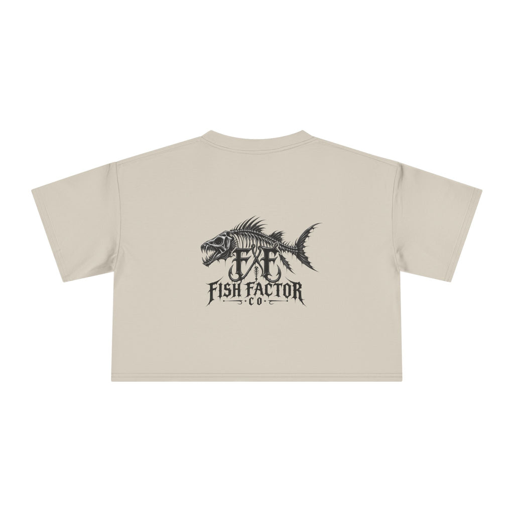 Women's Crop Tee — Dark Nautical Fish Skeleton Graphic Tee - Fish Factor Co