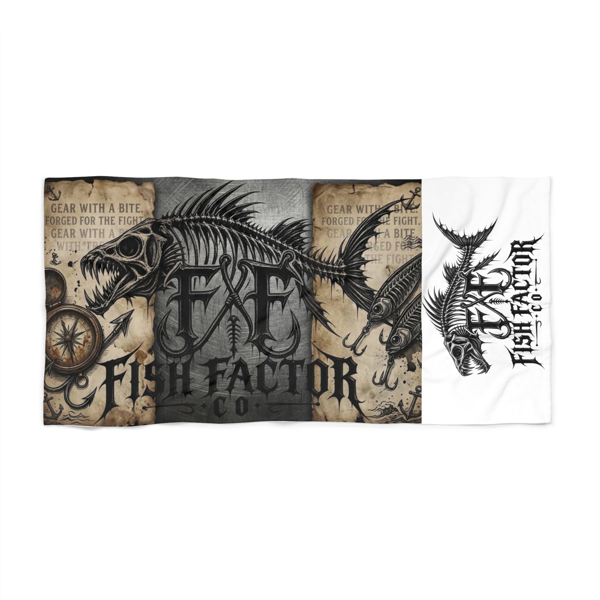 Fish Skeleton Graphic Beach Towel — Nautical Fishing Vibe