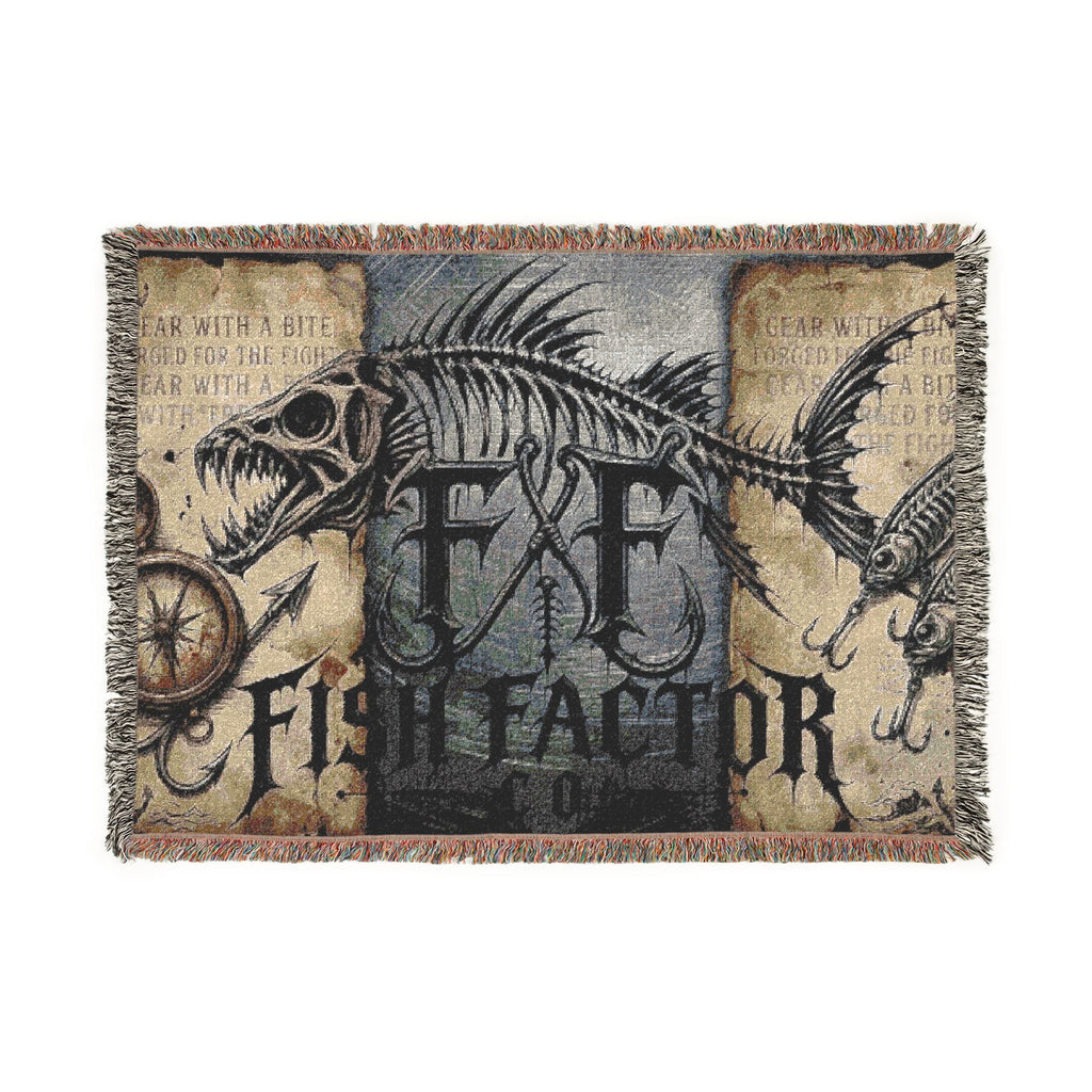 Tyrannosaur Skeleton Woven Blanket | Dinosaur Fossil Tapestry Throw - Fish Factor Co