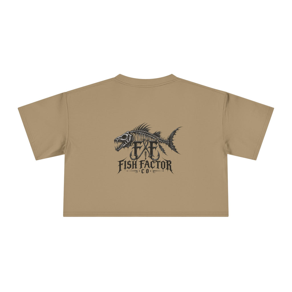 Women's Crop Tee — Dark Nautical Fish Skeleton Graphic Tee - Fish Factor Co