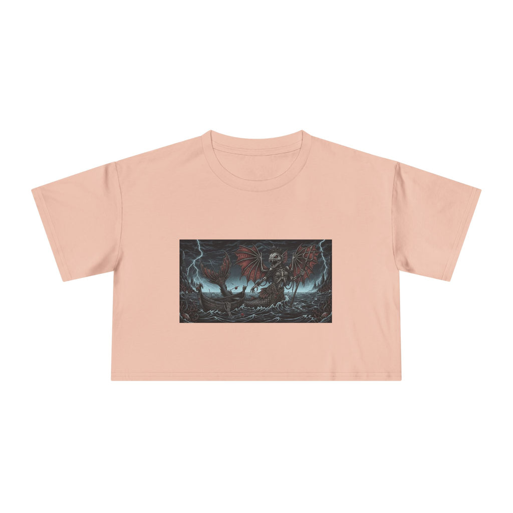 Women's Crop Tee — Dark Nautical Fish Skeleton Graphic Tee - Fish Factor Co