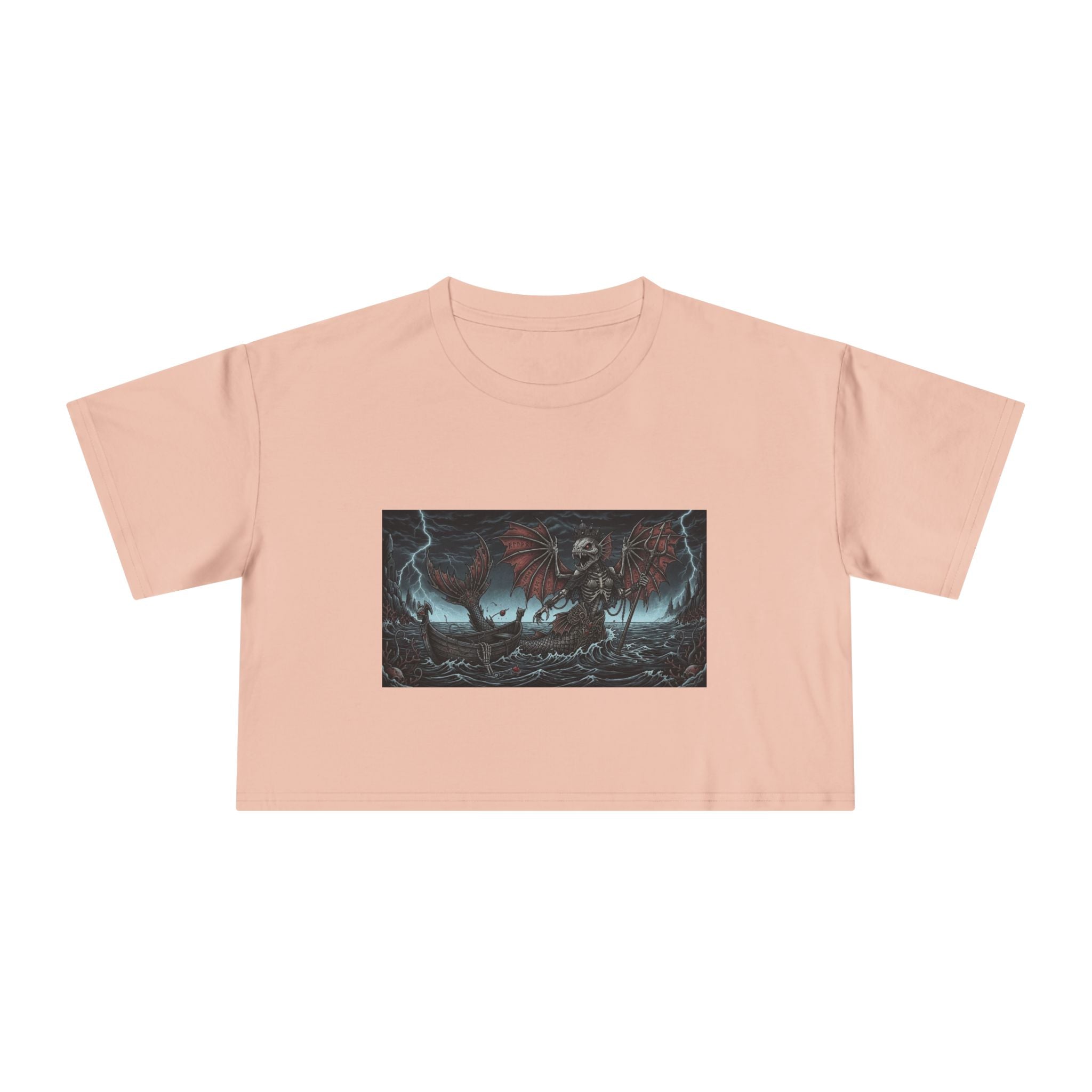 Women's Crop Tee — Dark Nautical Fish Skeleton Graphic Tee - Fish Factor Co